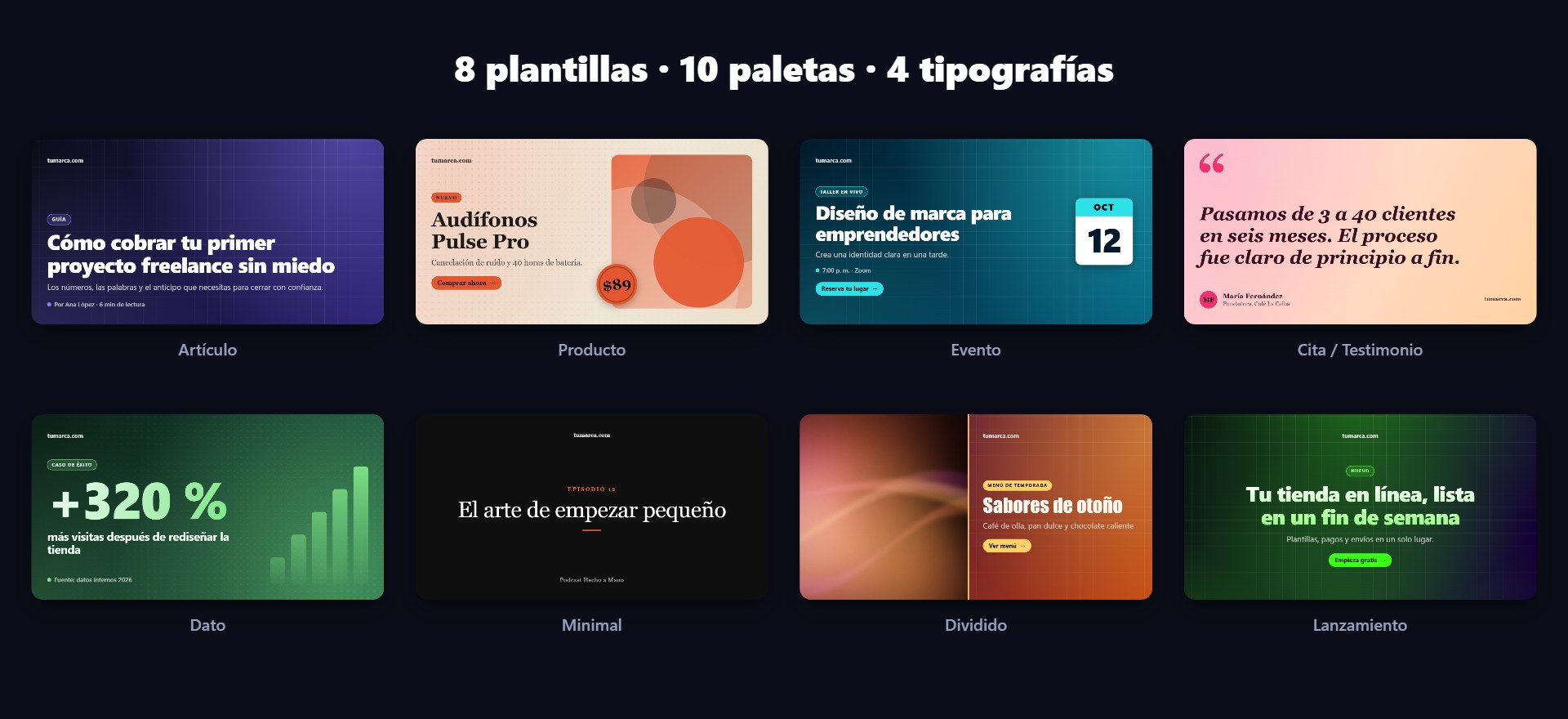 Ocho imágenes para compartir hechas con las ocho plantillas
