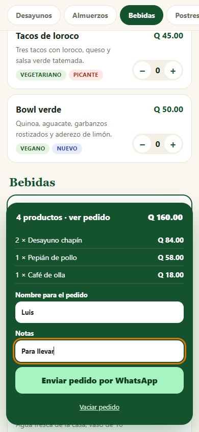 Resumen del pedido listo para enviar por WhatsApp