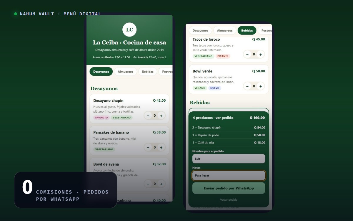 Menú digital con pedidos por WhatsApp