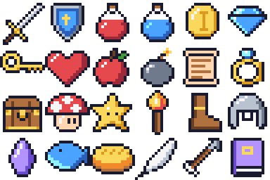 Hoja de sprites con los 24 objetos