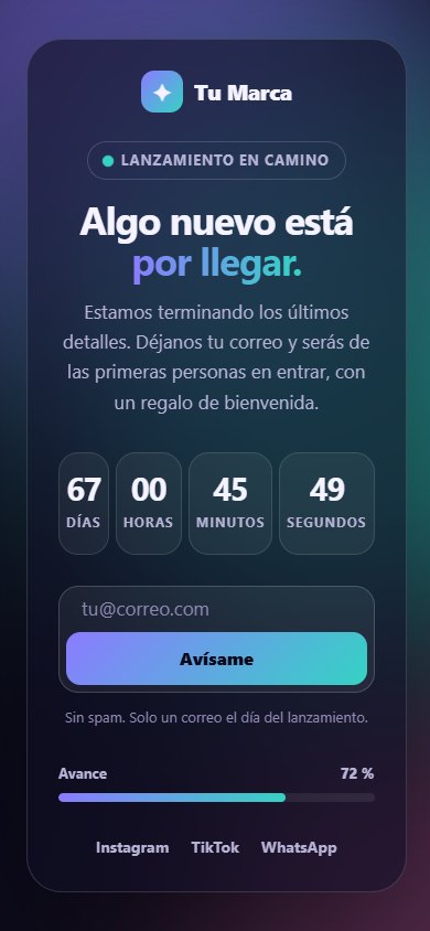 Plantilla Muy pronto en el teléfono