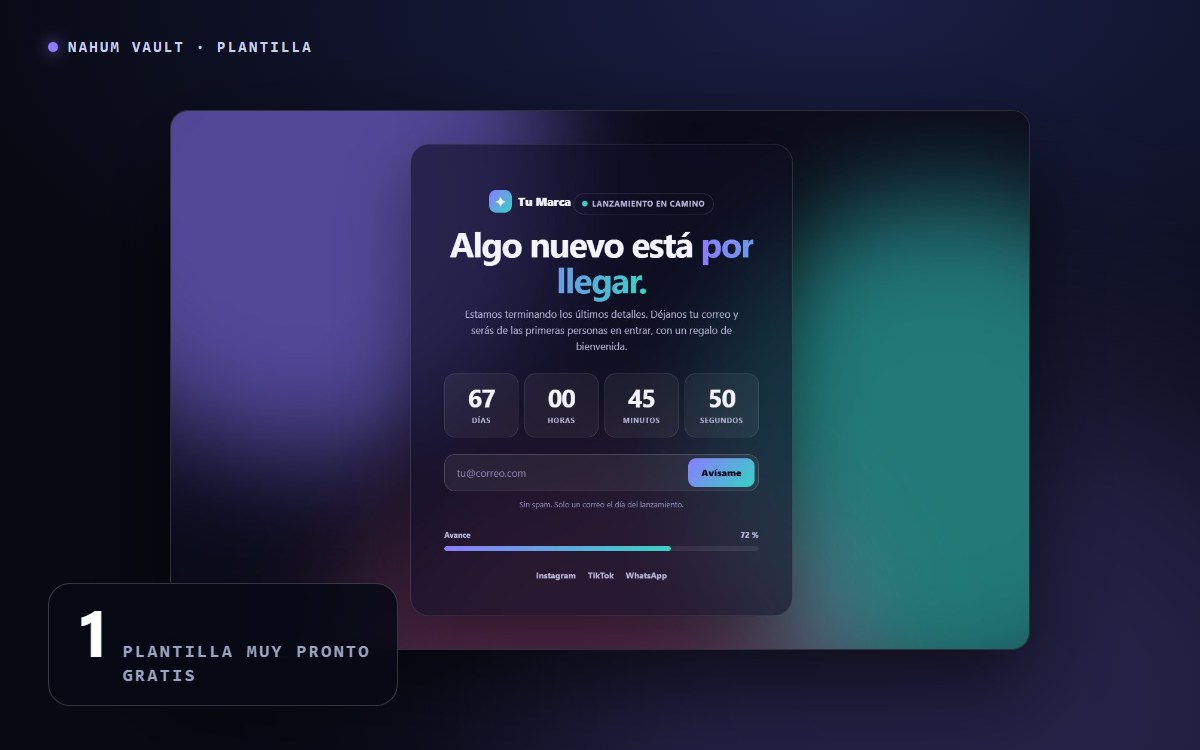 Plantilla Muy pronto con cuenta regresiva