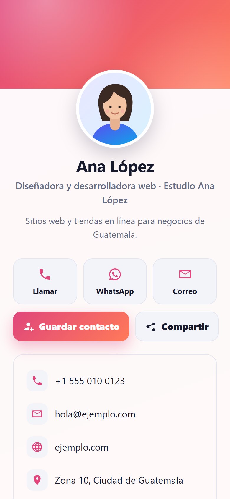 Tarjeta digital con tema de color