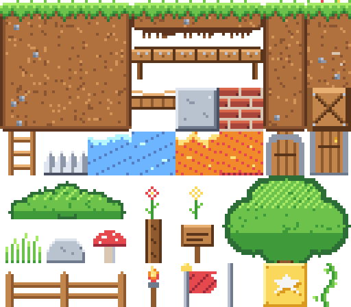 Hoja con los 56 tiles del tileset